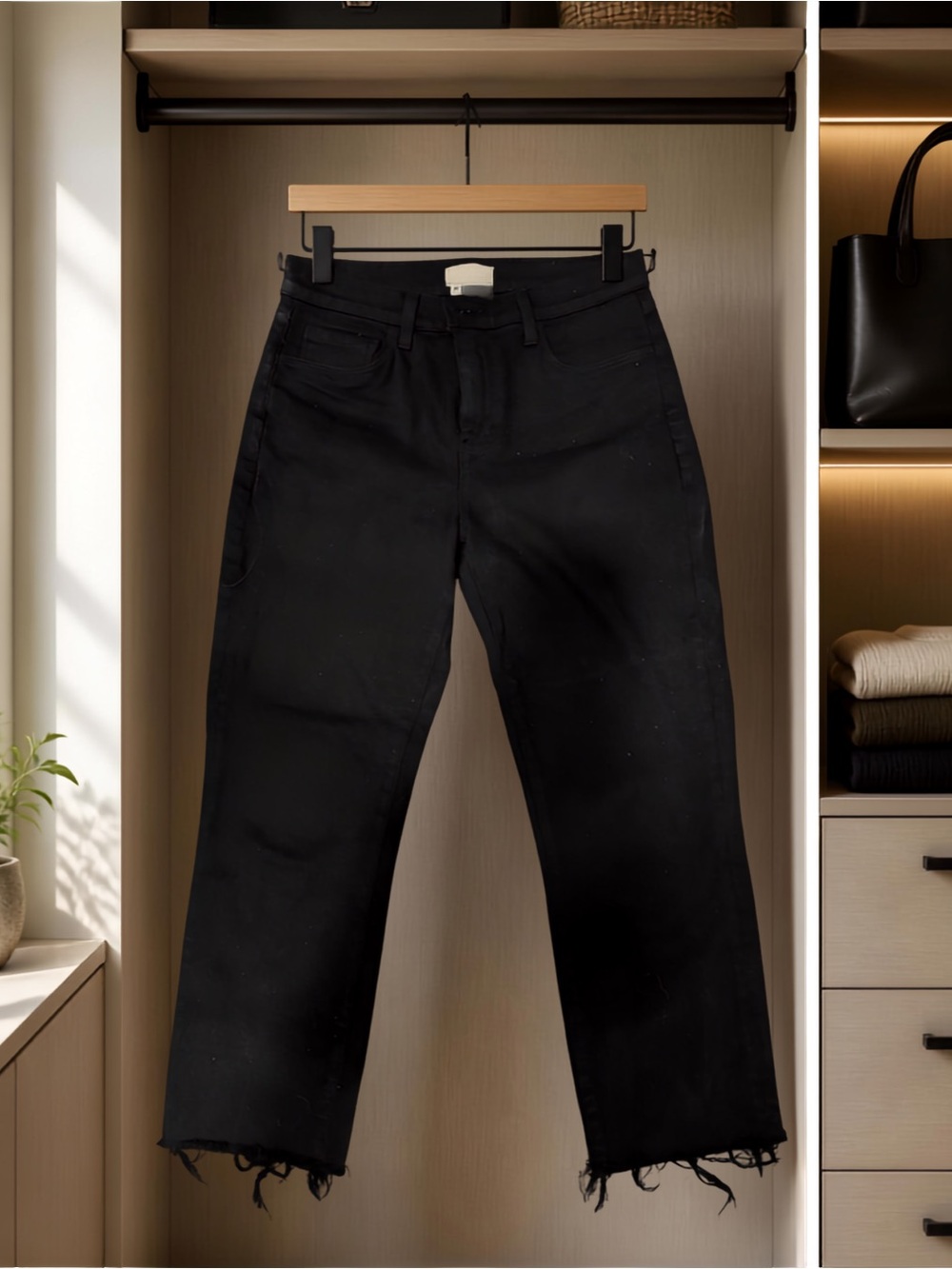 L'AGENCE Black Frayed-Hem Women’s Jeans Size 26